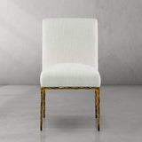 Hand Forged Metal Minimalist Fabric Dining Chair