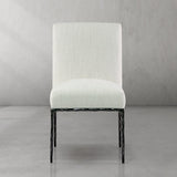 Hand Forged Metal Minimalist Fabric Dining Chair