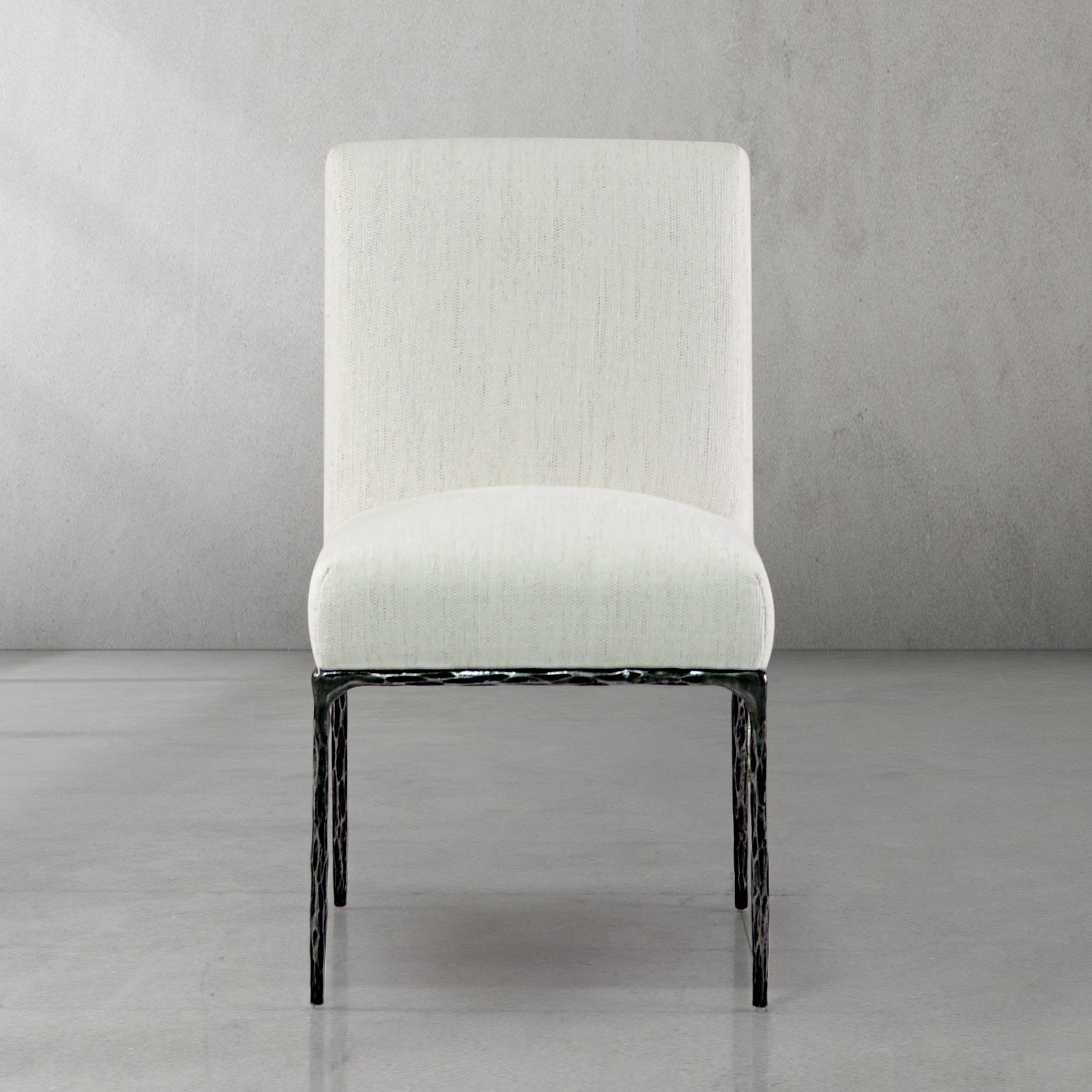 Hand Forged Metal Minimalist Fabric Dining Chair