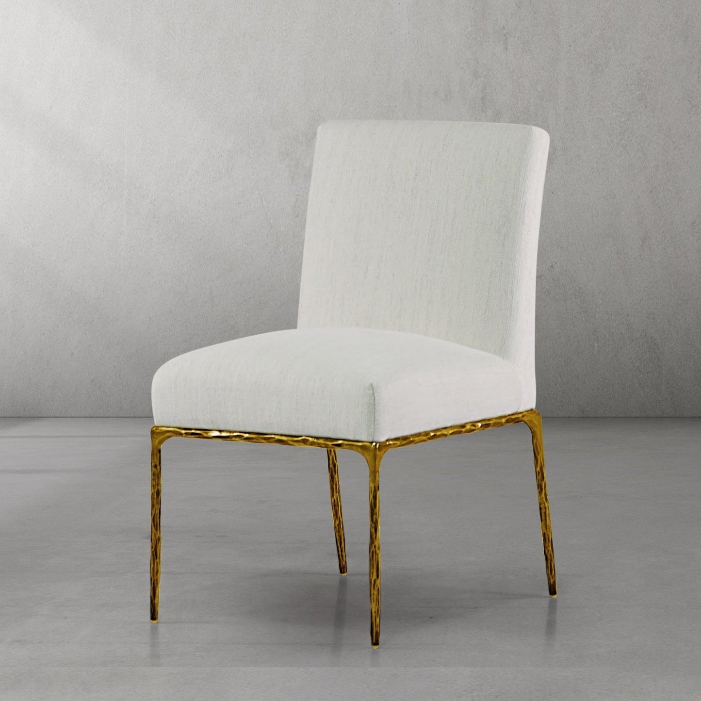 Hand Forged Metal Minimalist Fabric Dining Chair