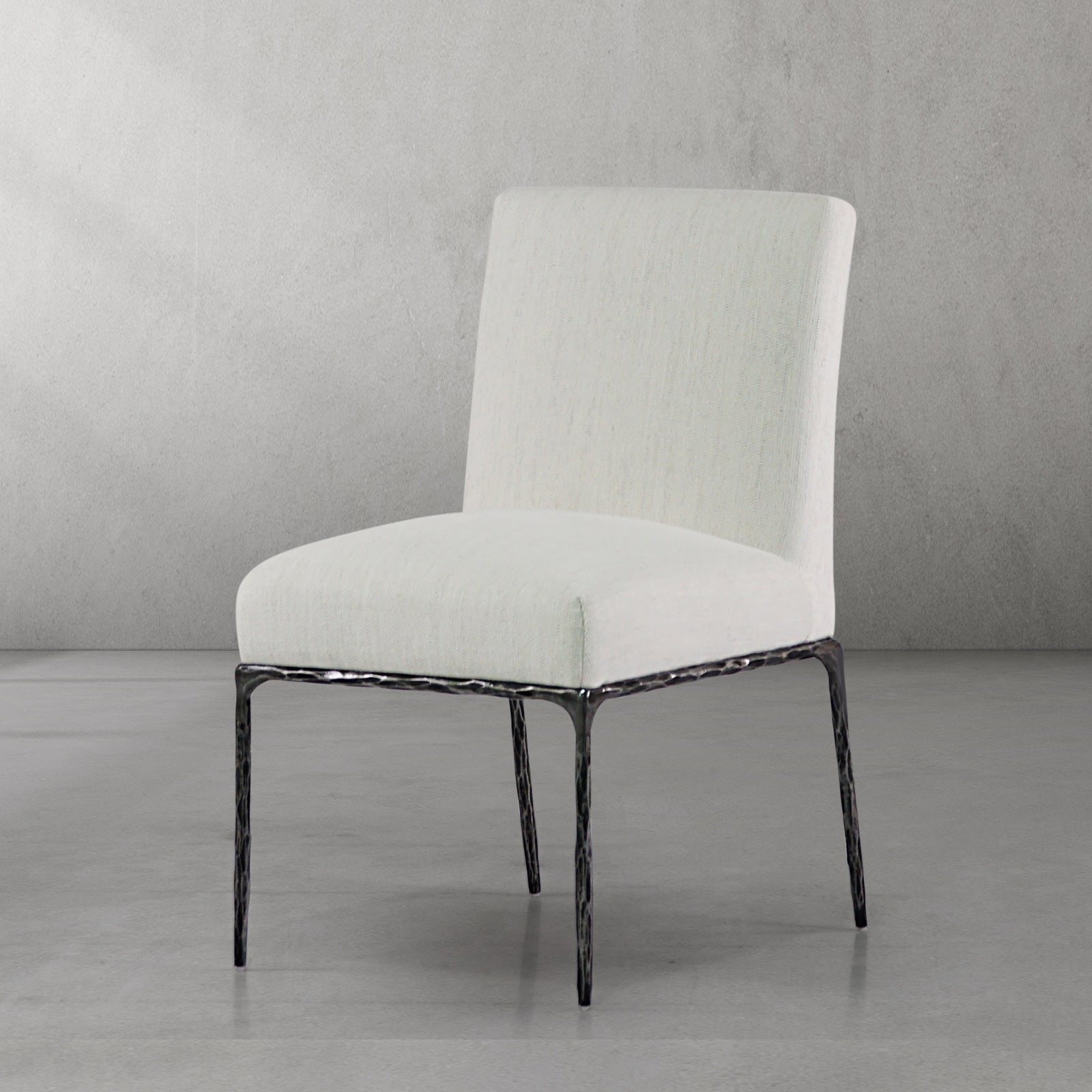 Hand Forged Metal Minimalist Fabric Dining Chair