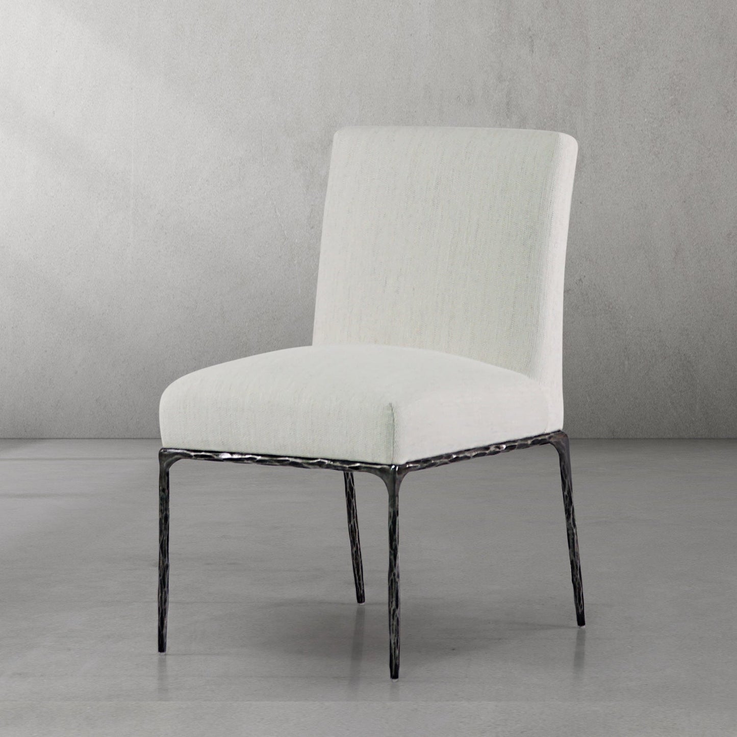 Hand Forged Metal Minimalist Fabric Dining Chair