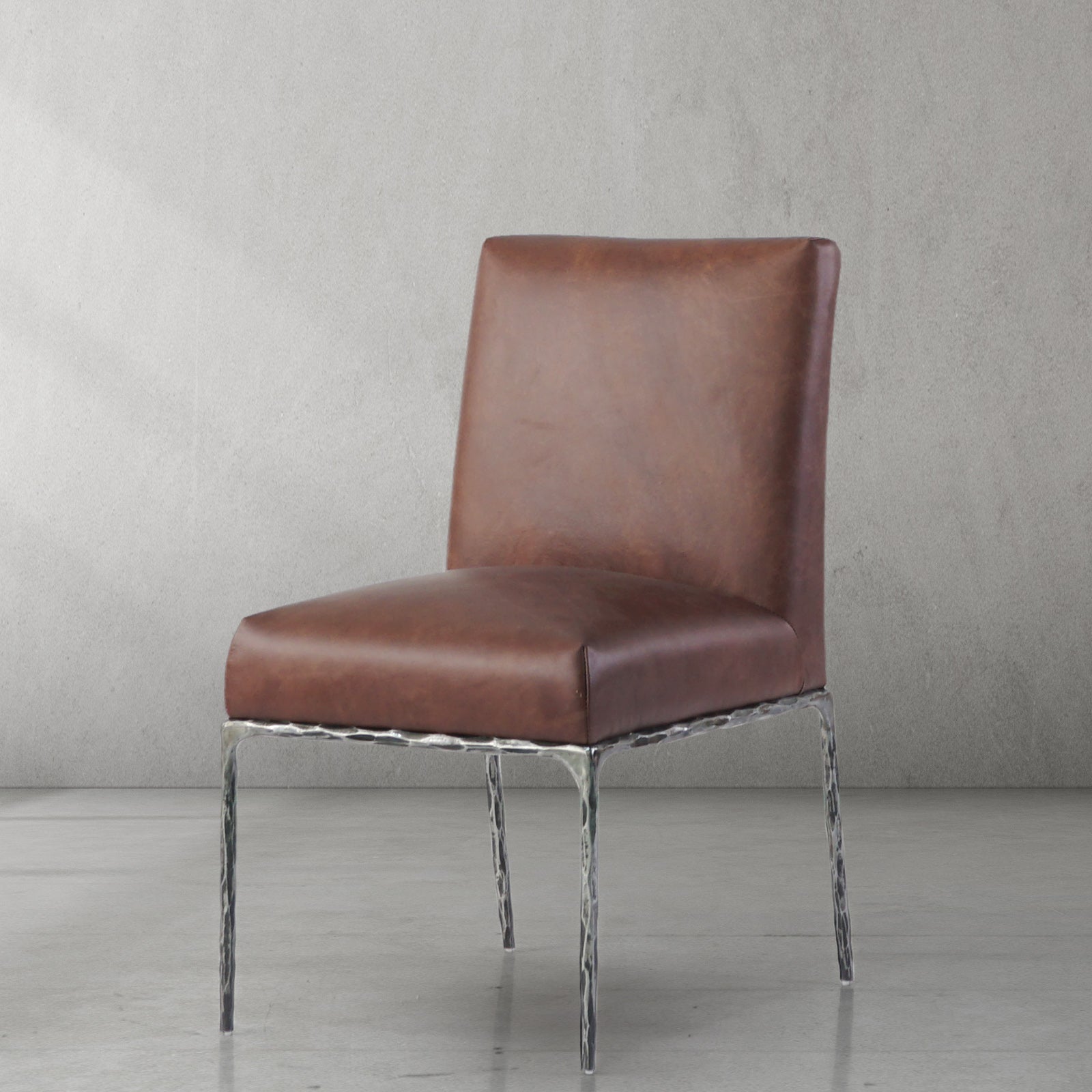 Hand Forged Metal Minimalist Fabric Dining Chair