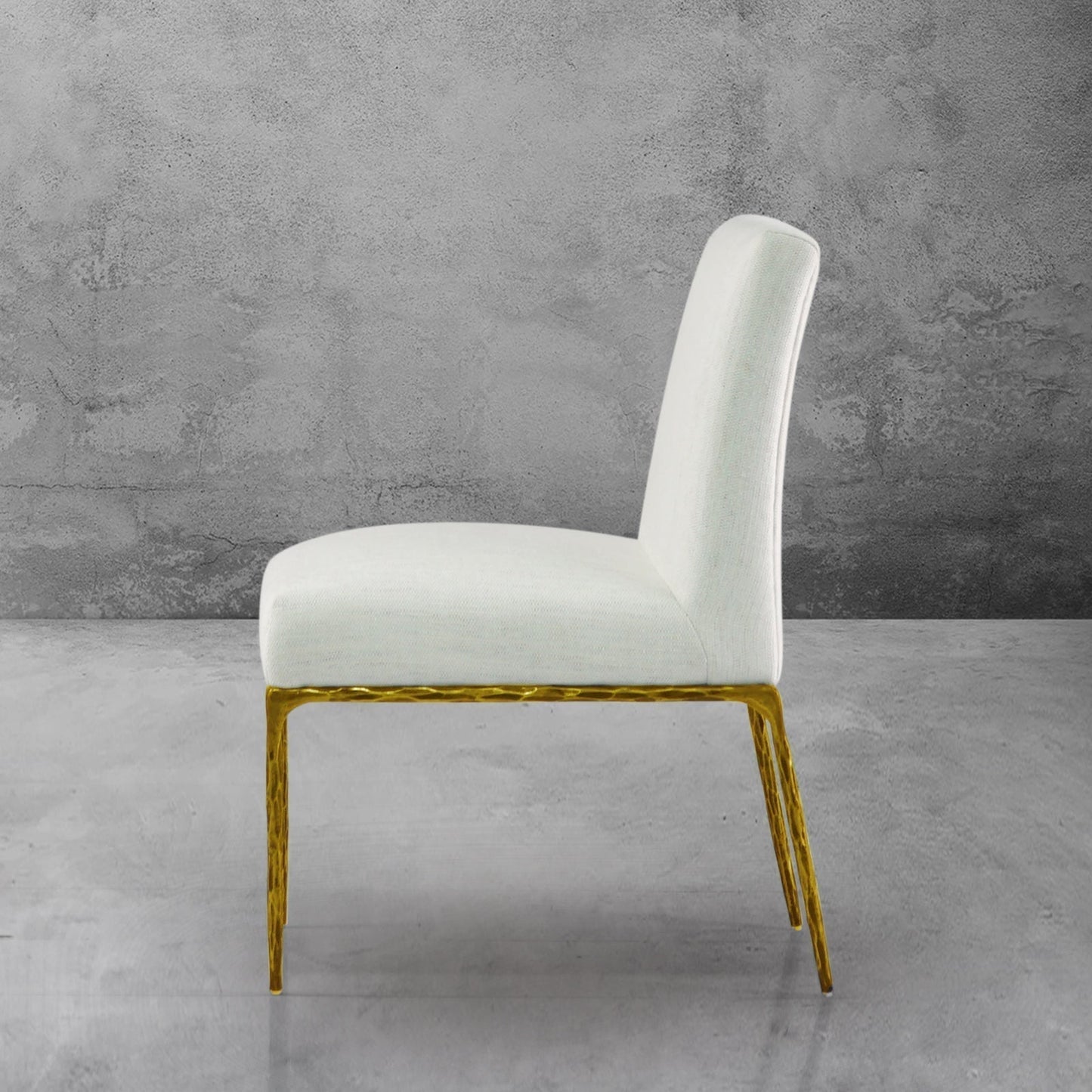 Hand Forged Metal Minimalist Fabric Dining Chair