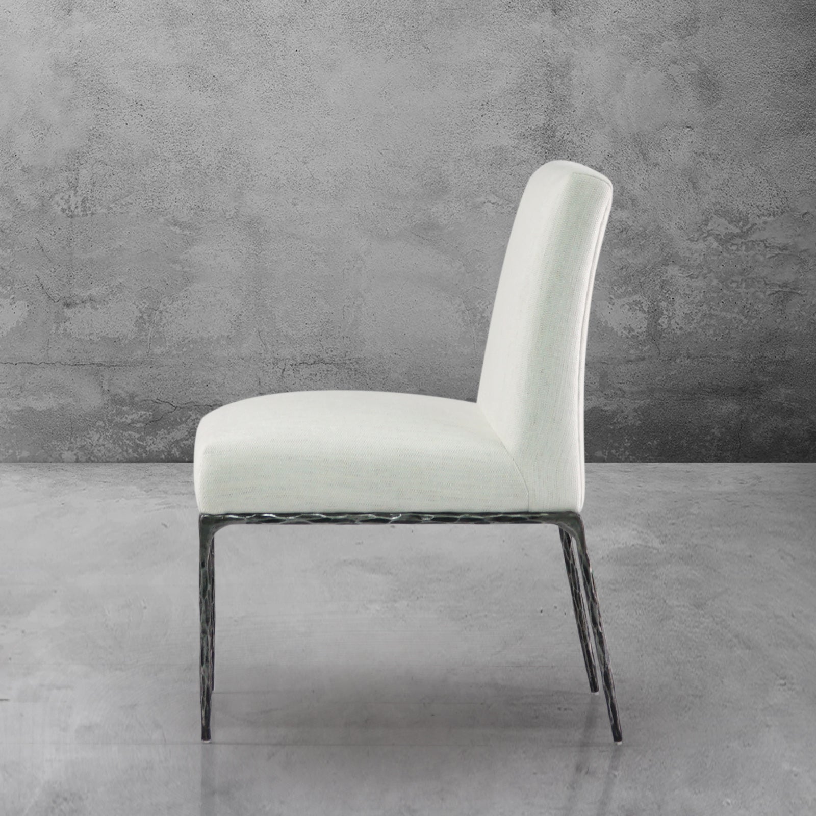 Hand Forged Metal Minimalist Fabric Dining Chair