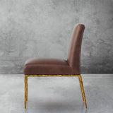 Hand Forged Metal Minimalist Fabric Dining Chair