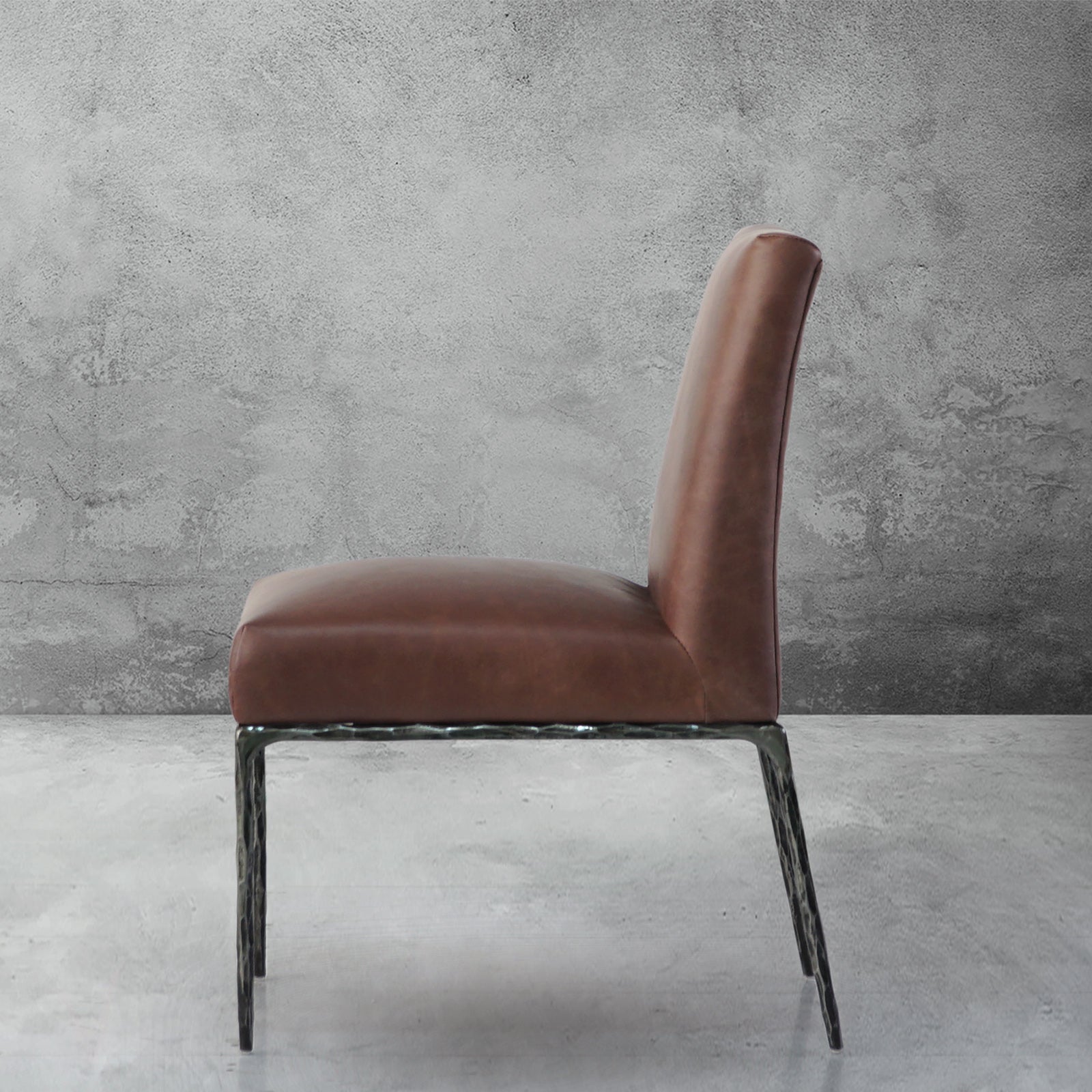 Hand Forged Metal Minimalist Fabric Dining Chair