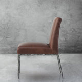 Hand Forged Metal Minimalist Fabric Dining Chair