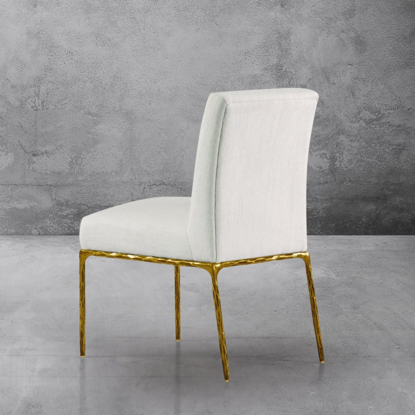 Hand Forged Metal Minimalist Fabric Dining Chair