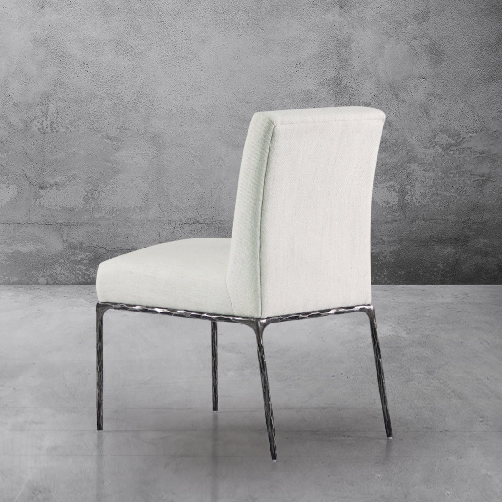 Hand Forged Metal Minimalist Fabric Dining Chair