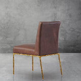 Hand Forged Metal Minimalist Fabric Dining Chair