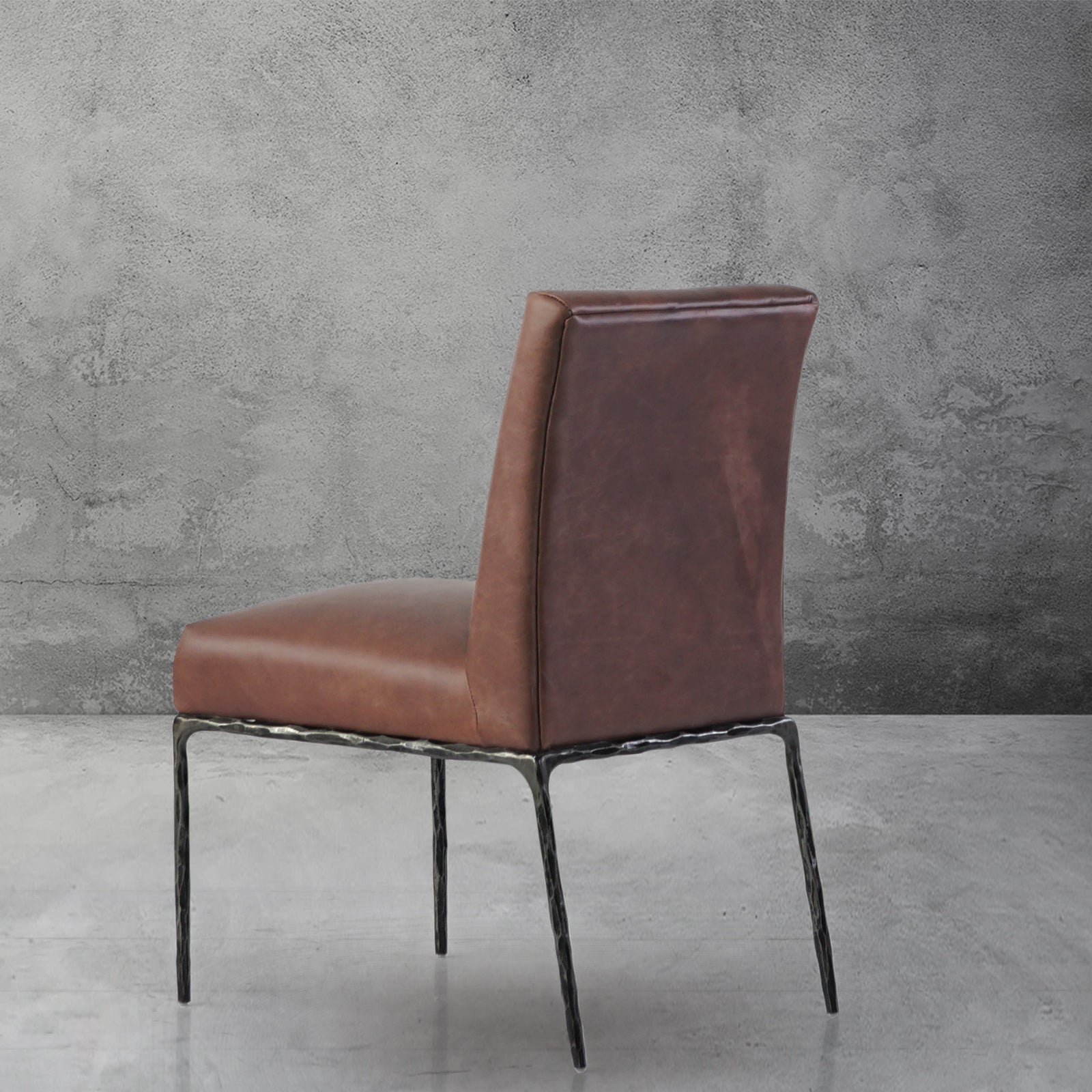 Hand Forged Metal Minimalist Fabric Dining Chair