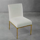 Hand Forged Metal Minimalist Fabric Dining Chair