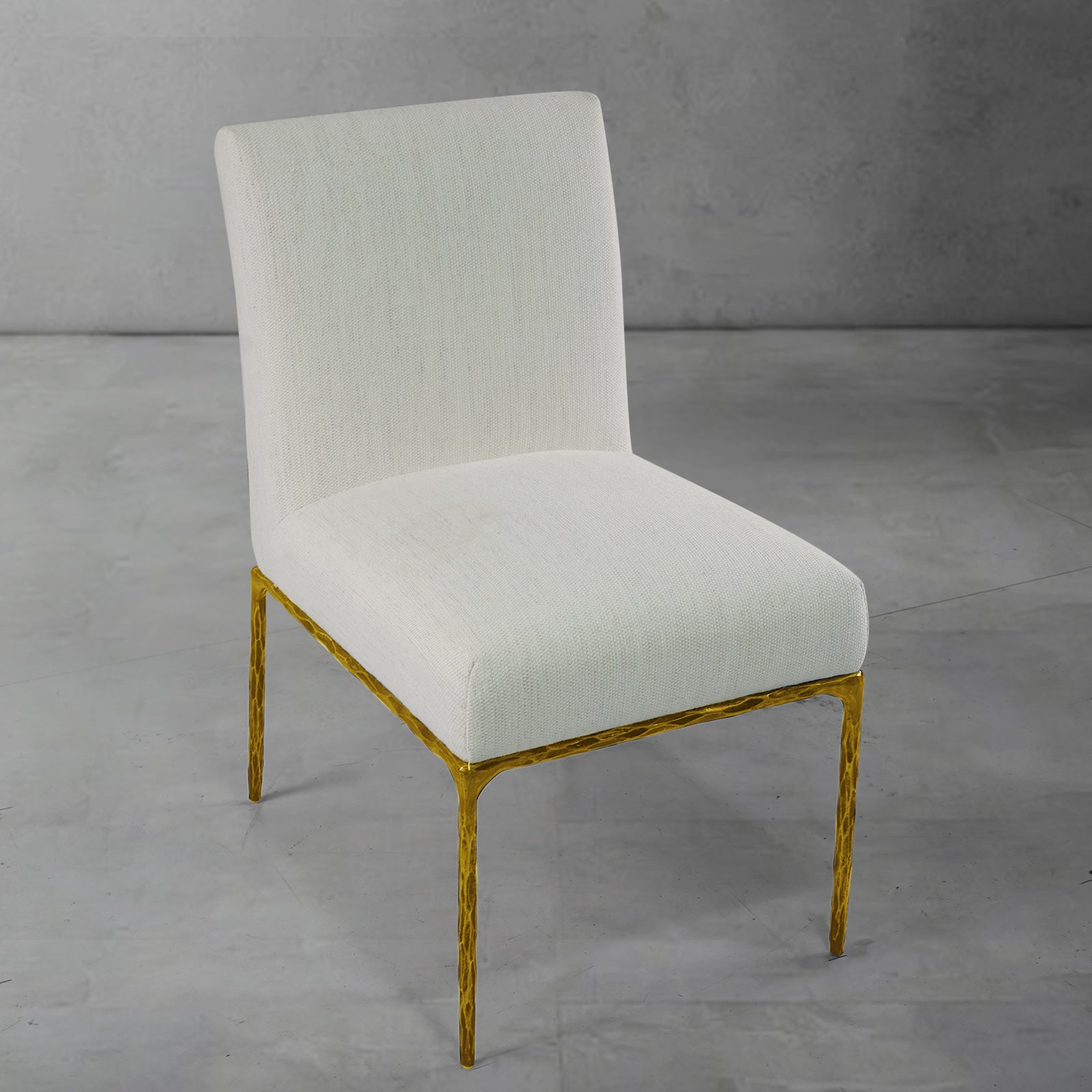 Hand Forged Metal Minimalist Fabric Dining Chair