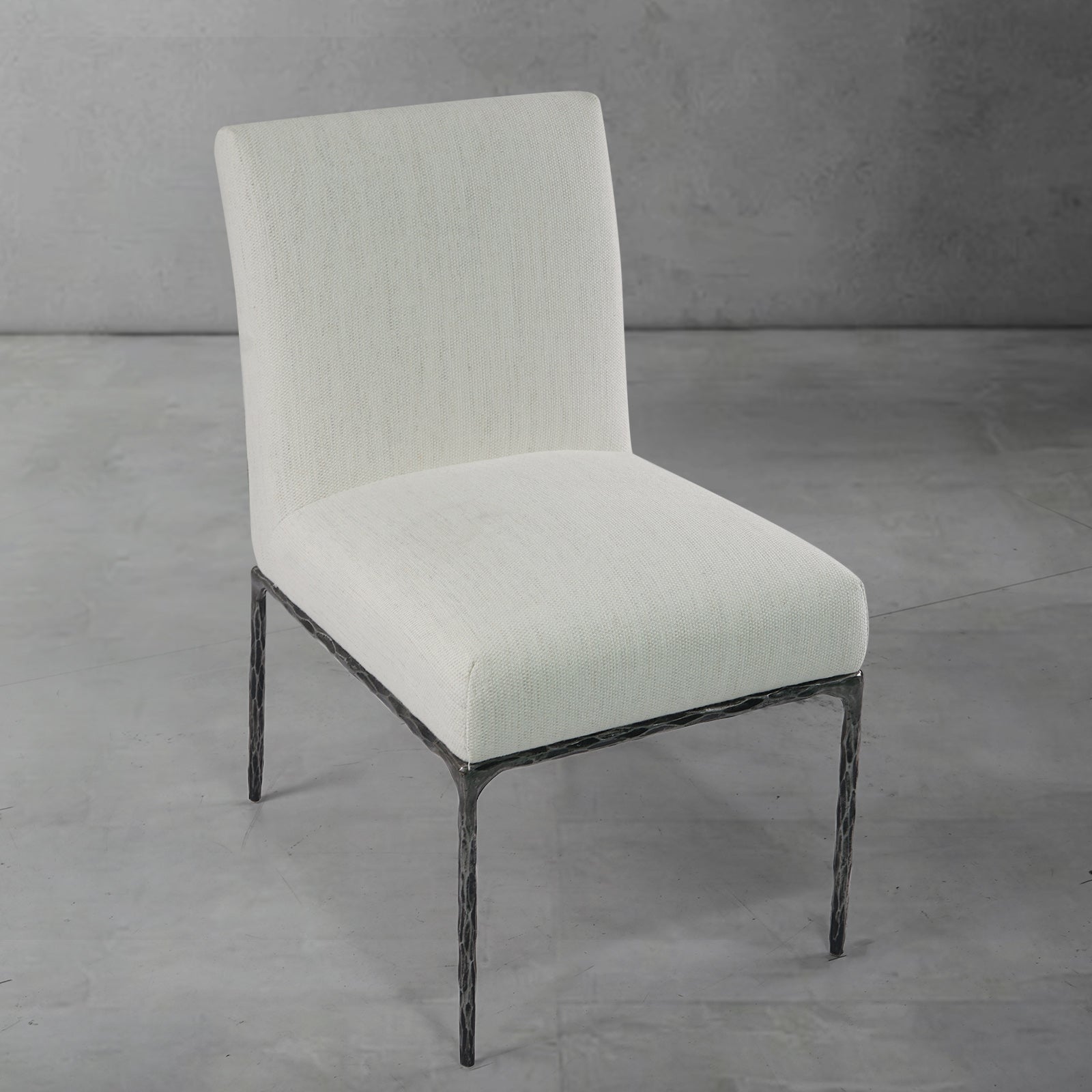 Hand Forged Metal Minimalist Fabric Dining Chair
