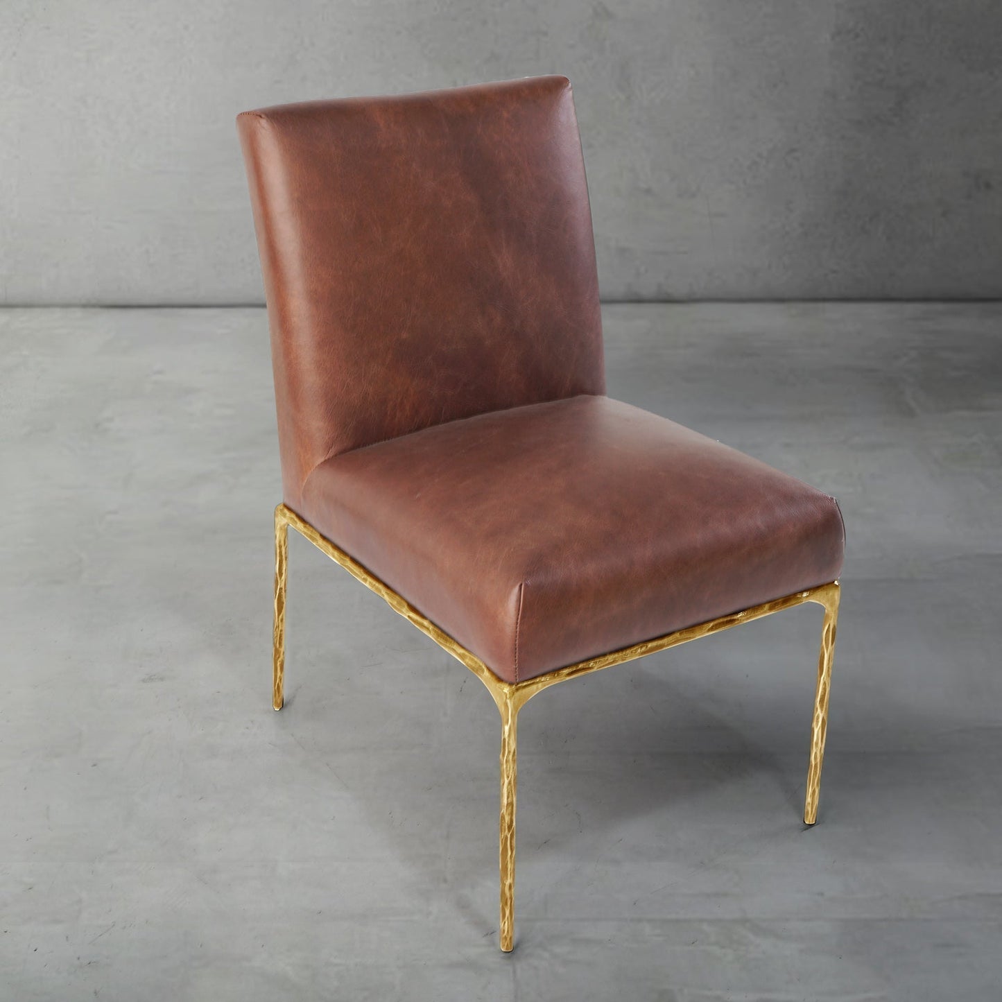 Hand Forged Metal Minimalist Fabric Dining Chair