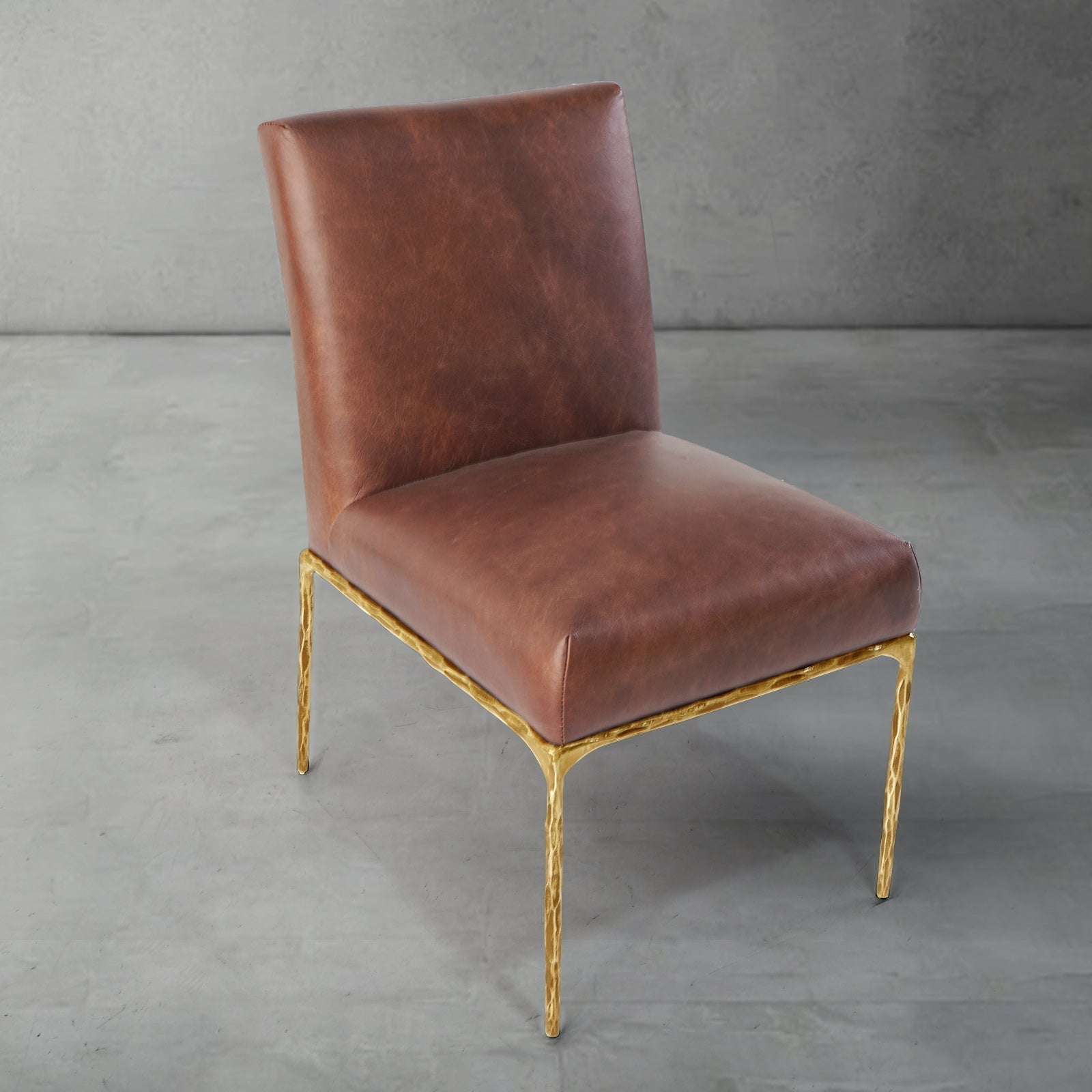 Hand Forged Metal Minimalist Fabric Dining Chair