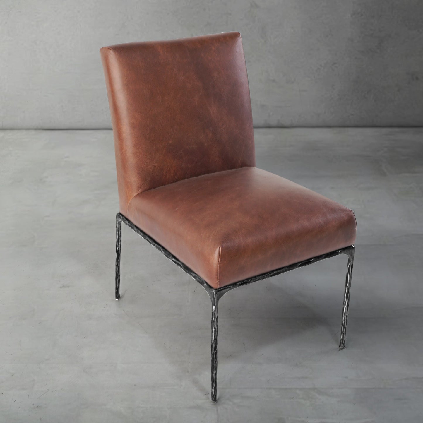 Hand Forged Metal Minimalist Fabric Dining Chair