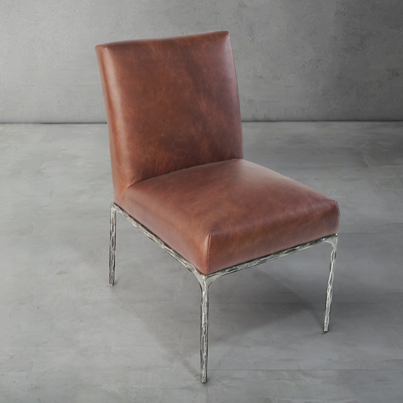 Hand Forged Metal Minimalist Fabric Dining Chair