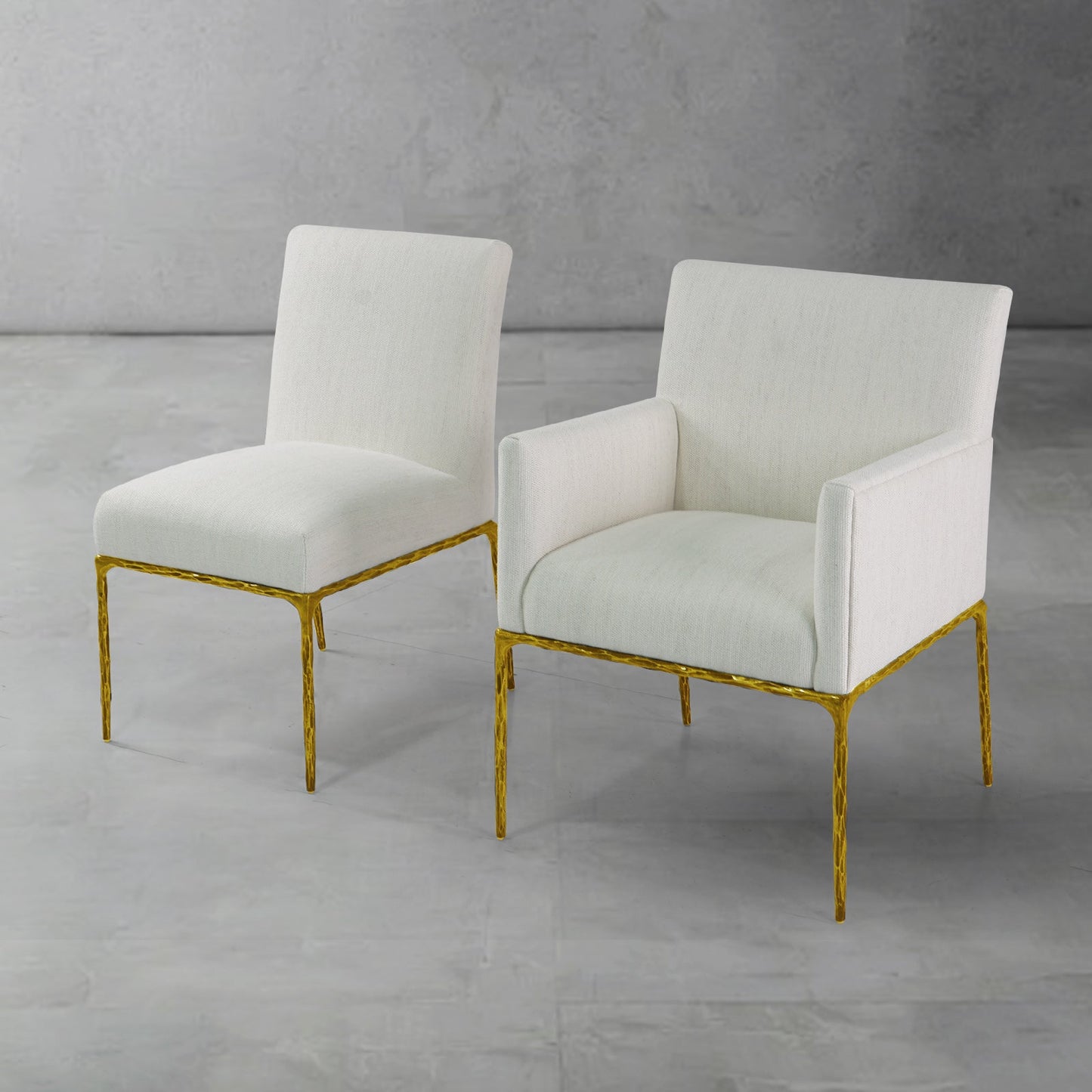 Hand Forged Metal Minimalist Fabric Dining Chair