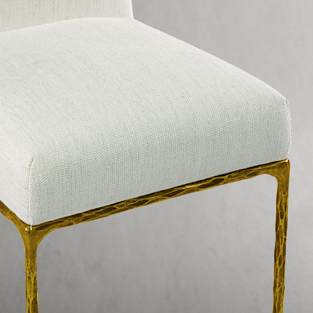 Hand Forged Metal Minimalist Fabric Dining Chair