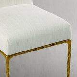 Hand Forged Metal Minimalist Fabric Dining Chair