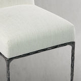 Hand Forged Metal Minimalist Fabric Dining Chair