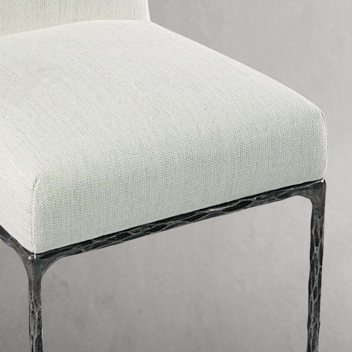 Hand Forged Metal Minimalist Fabric Dining Chair