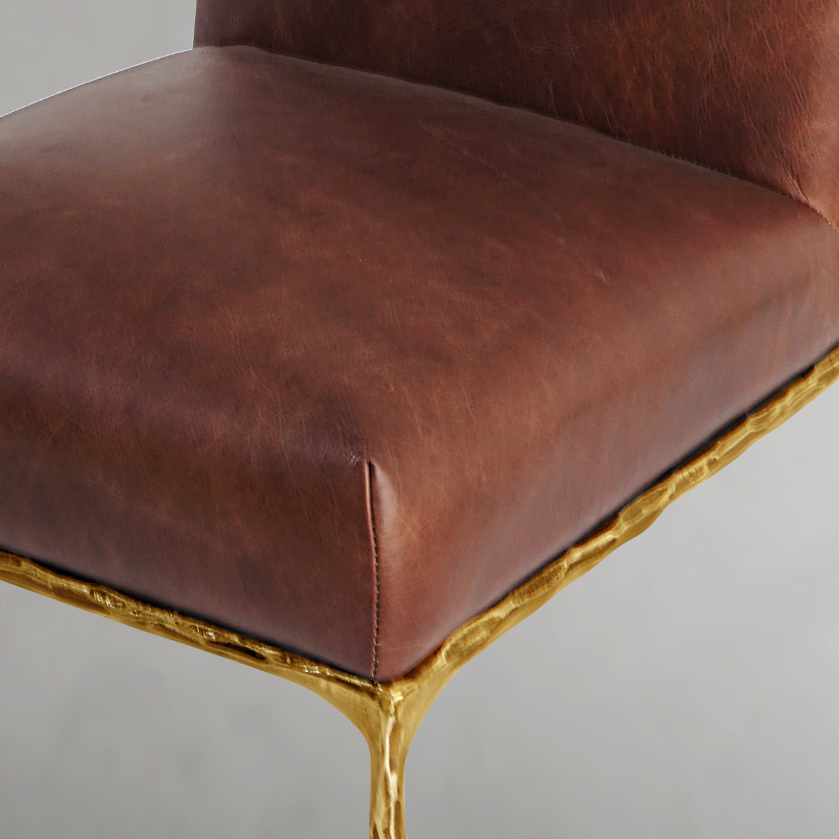 Hand Forged Metal Minimalist Fabric Dining Chair