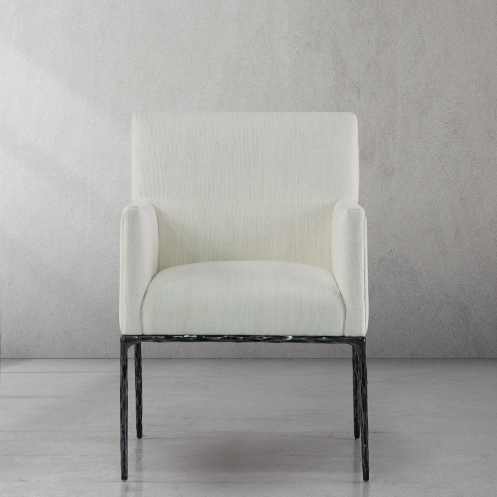 Hand Forged Metal Track Fabric Lounge Armchair