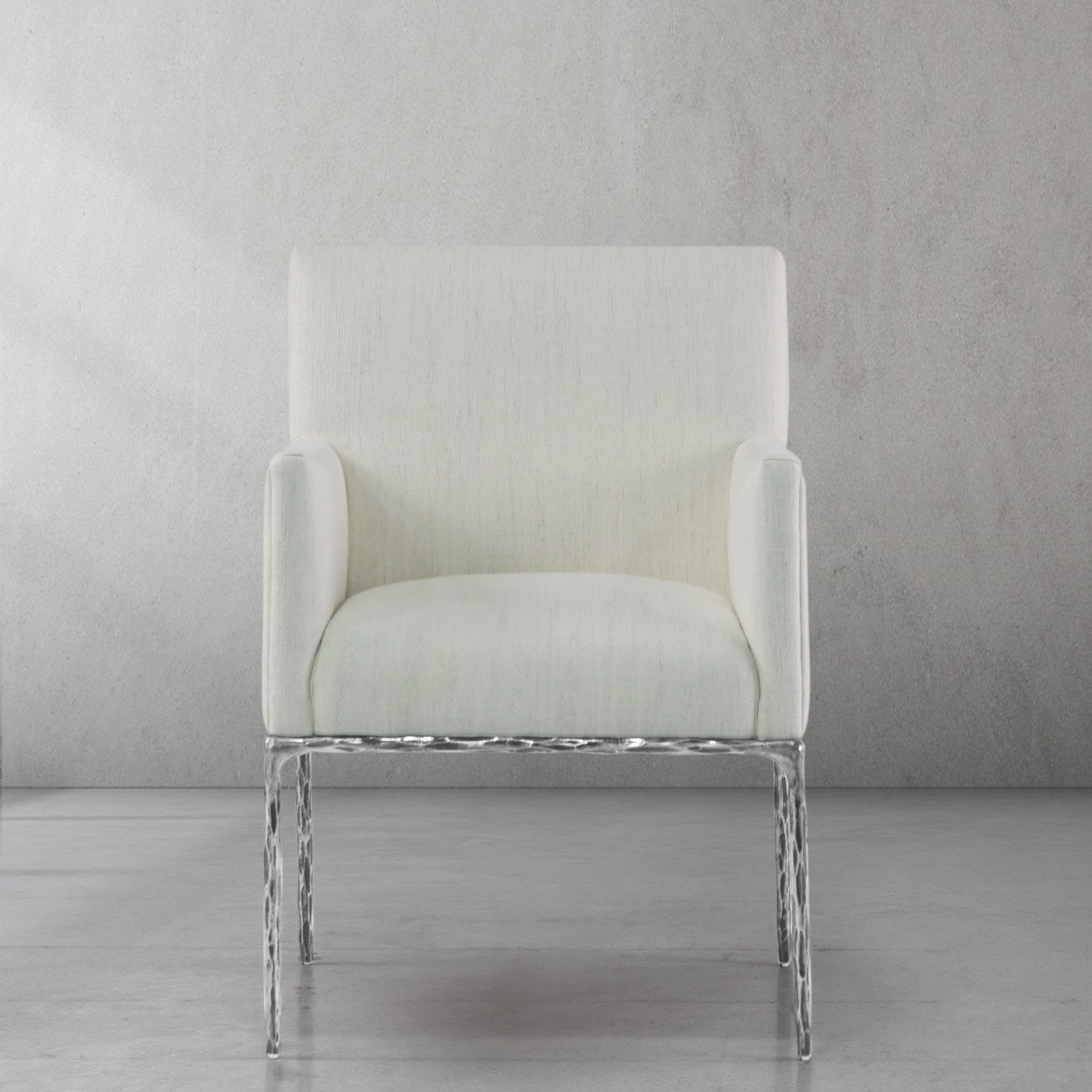 Hand Forged Metal Track Fabric Lounge Armchair