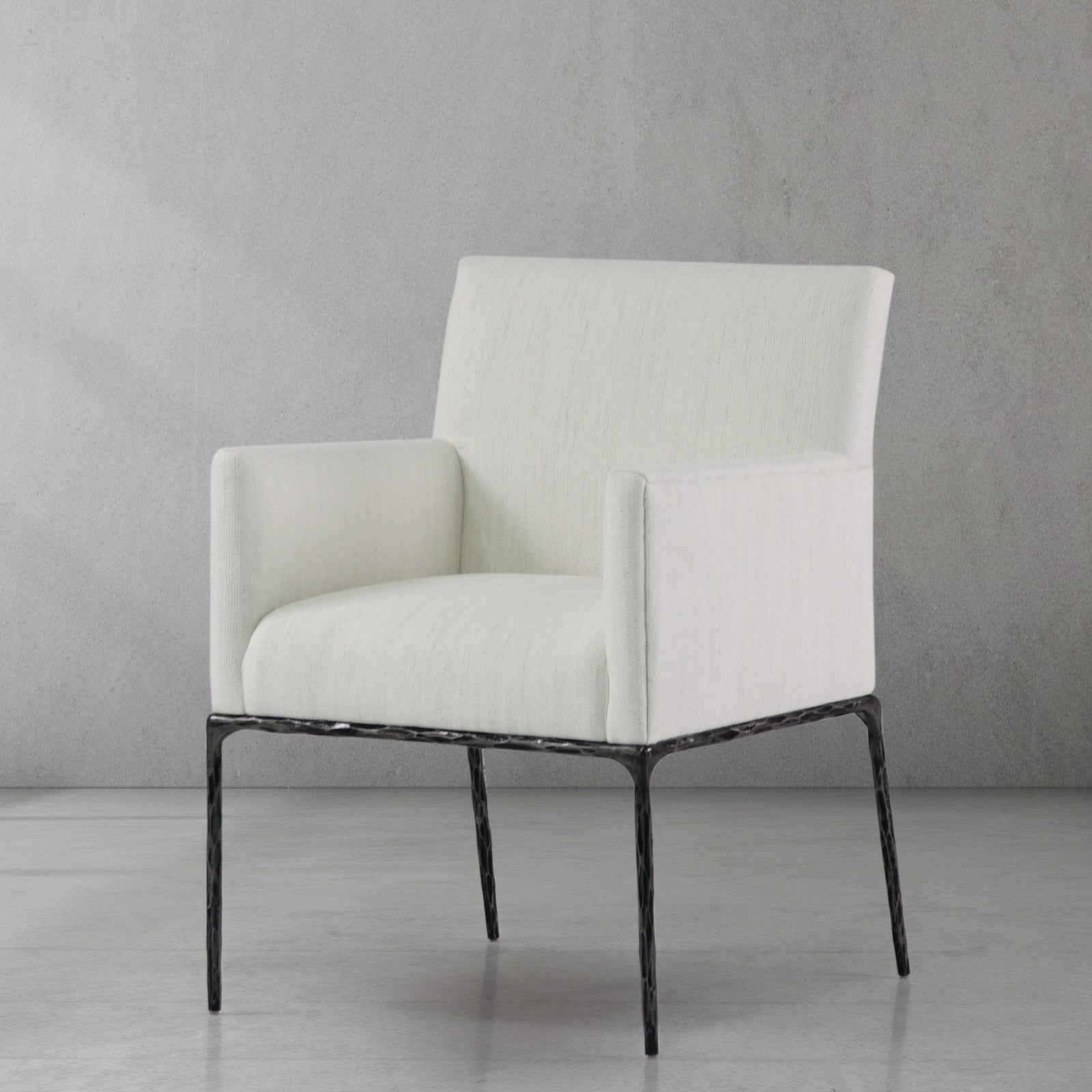 Hand Forged Metal Track Fabric Lounge Armchair