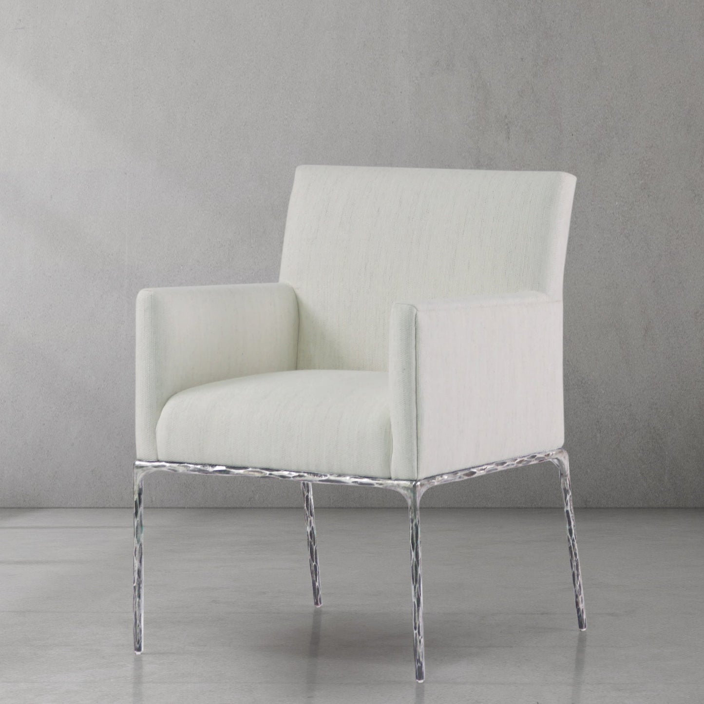 Hand Forged Metal Track Fabric Lounge Armchair