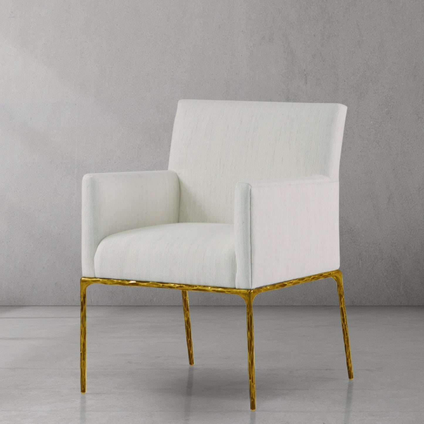 Hand Forged Metal Track Fabric Lounge Armchair