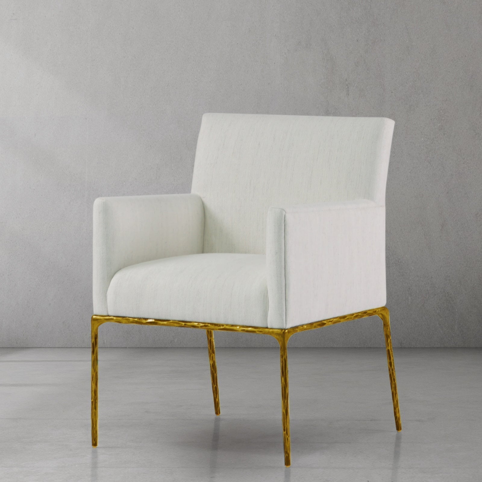 Hand Forged Metal Track Fabric Lounge Armchair