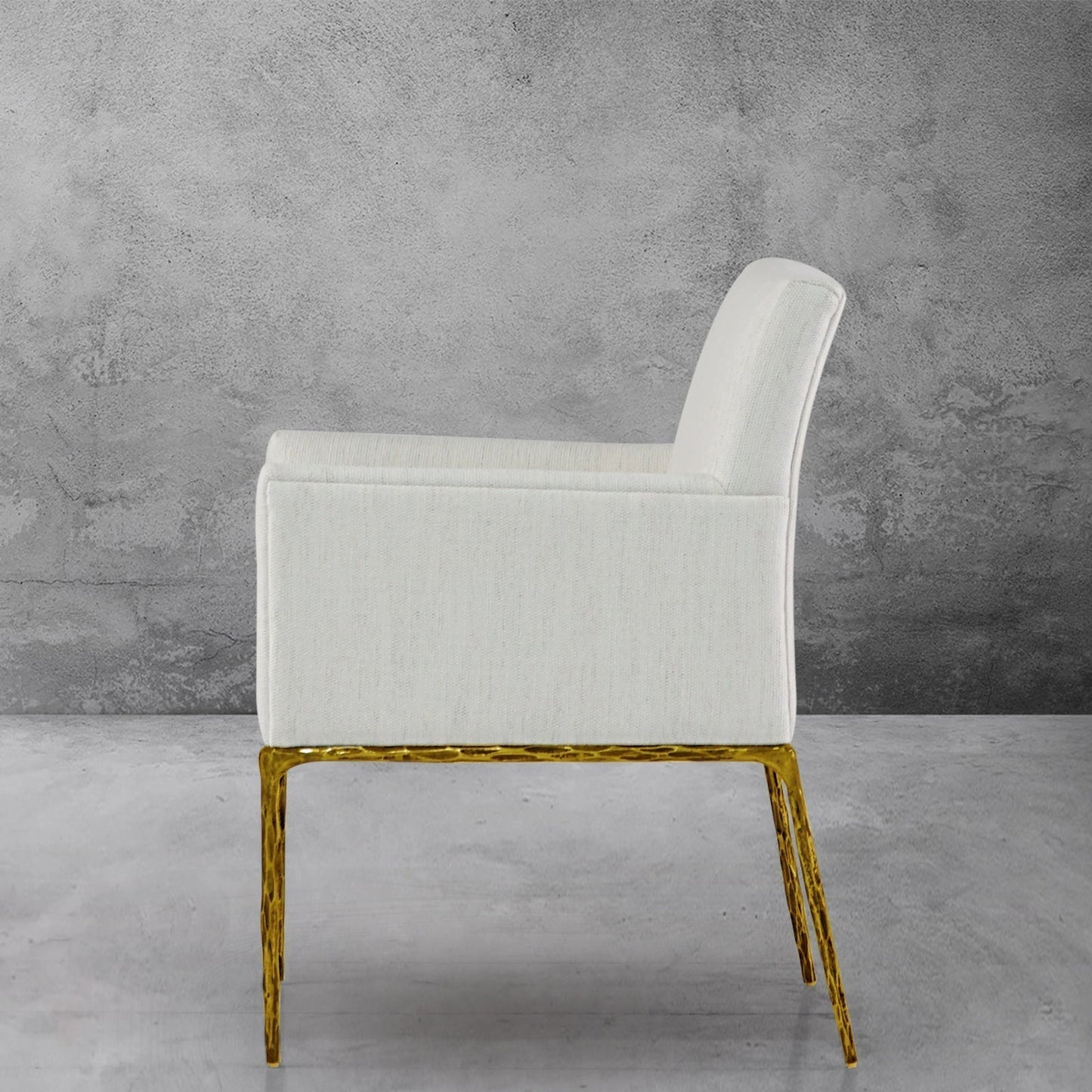 Hand Forged Metal Track Fabric Lounge Armchair