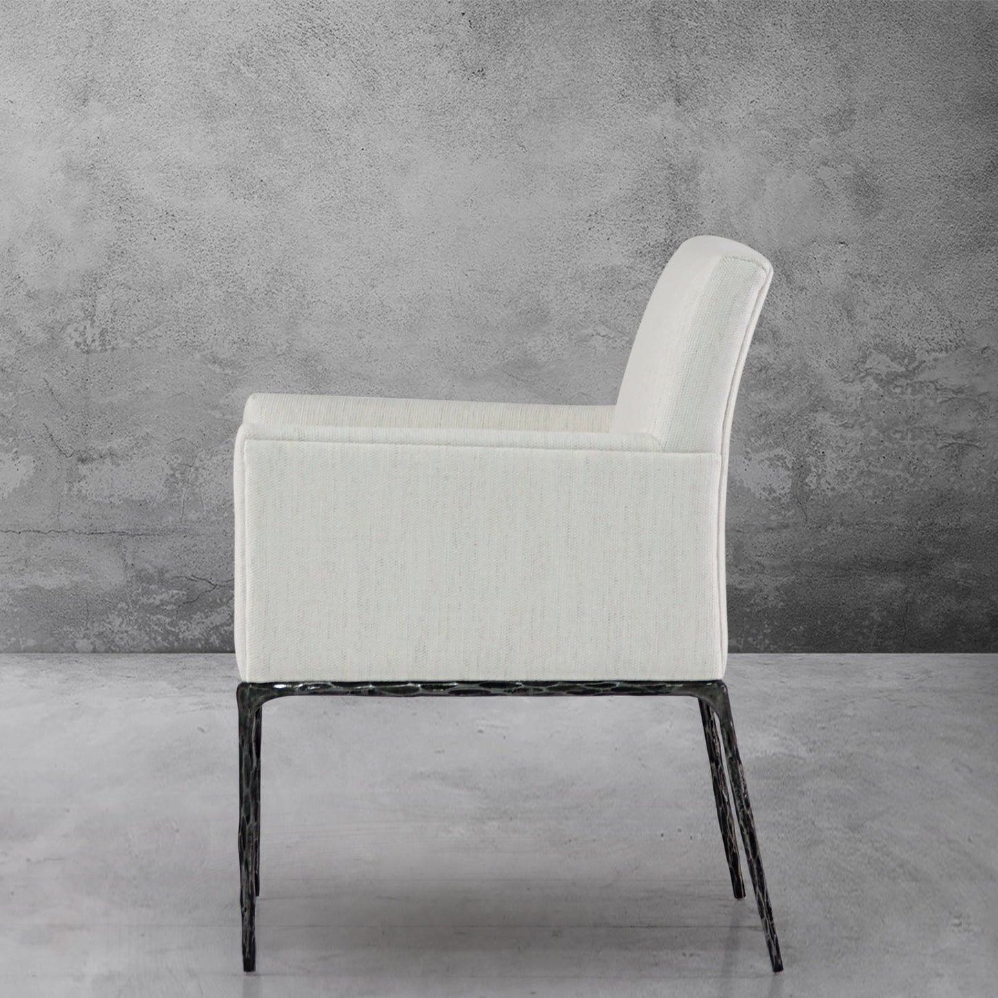 Hand Forged Metal Track Fabric Lounge Armchair