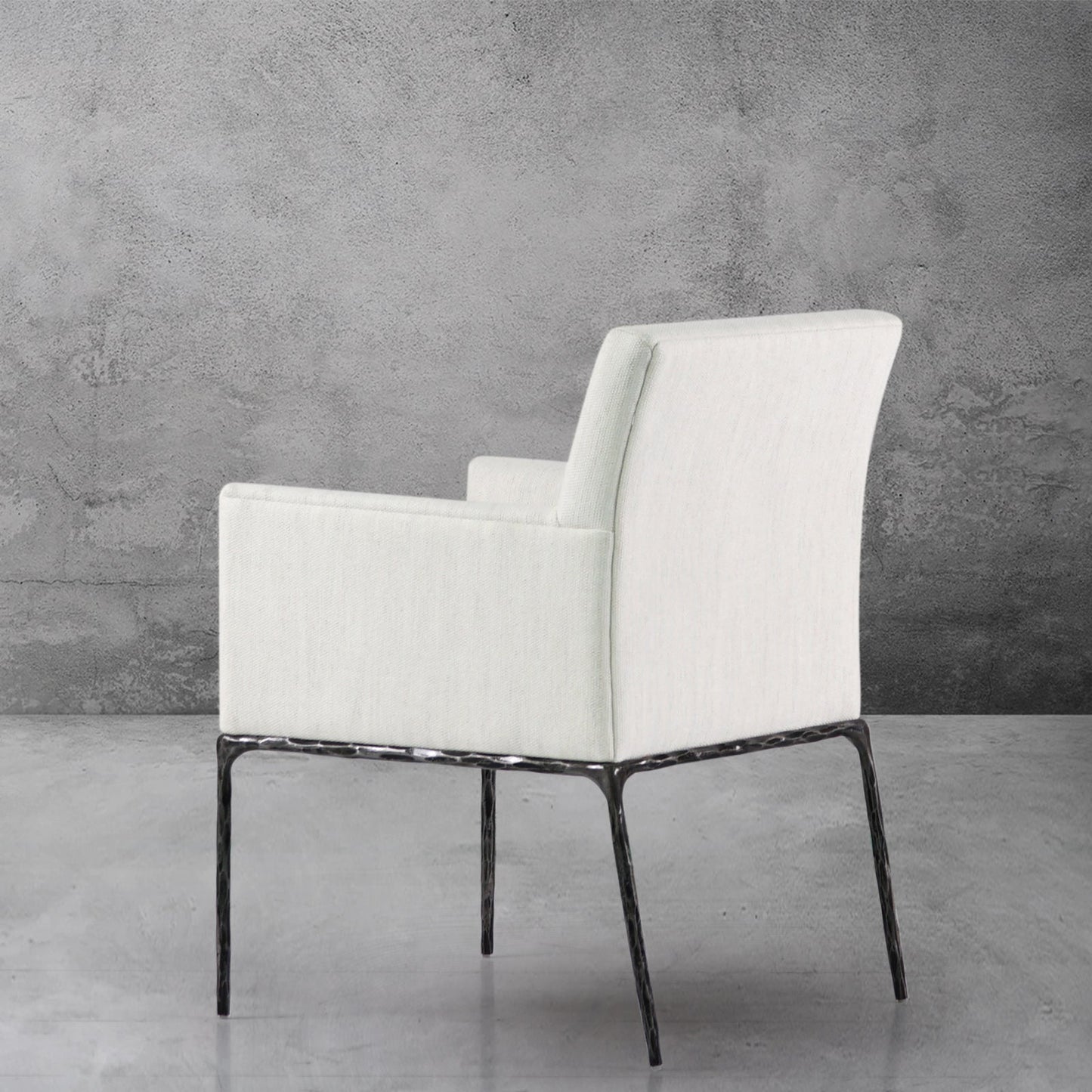 Hand Forged Metal Track Fabric Lounge Armchair
