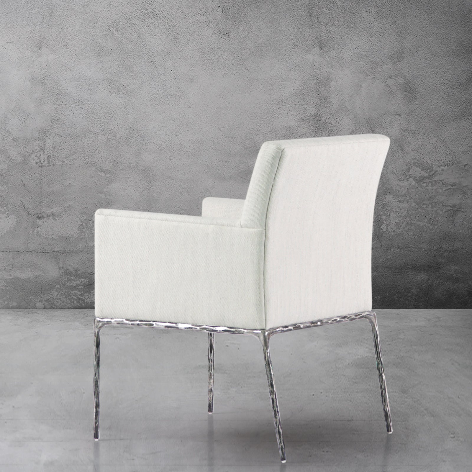 Hand Forged Metal Track Fabric Lounge Armchair