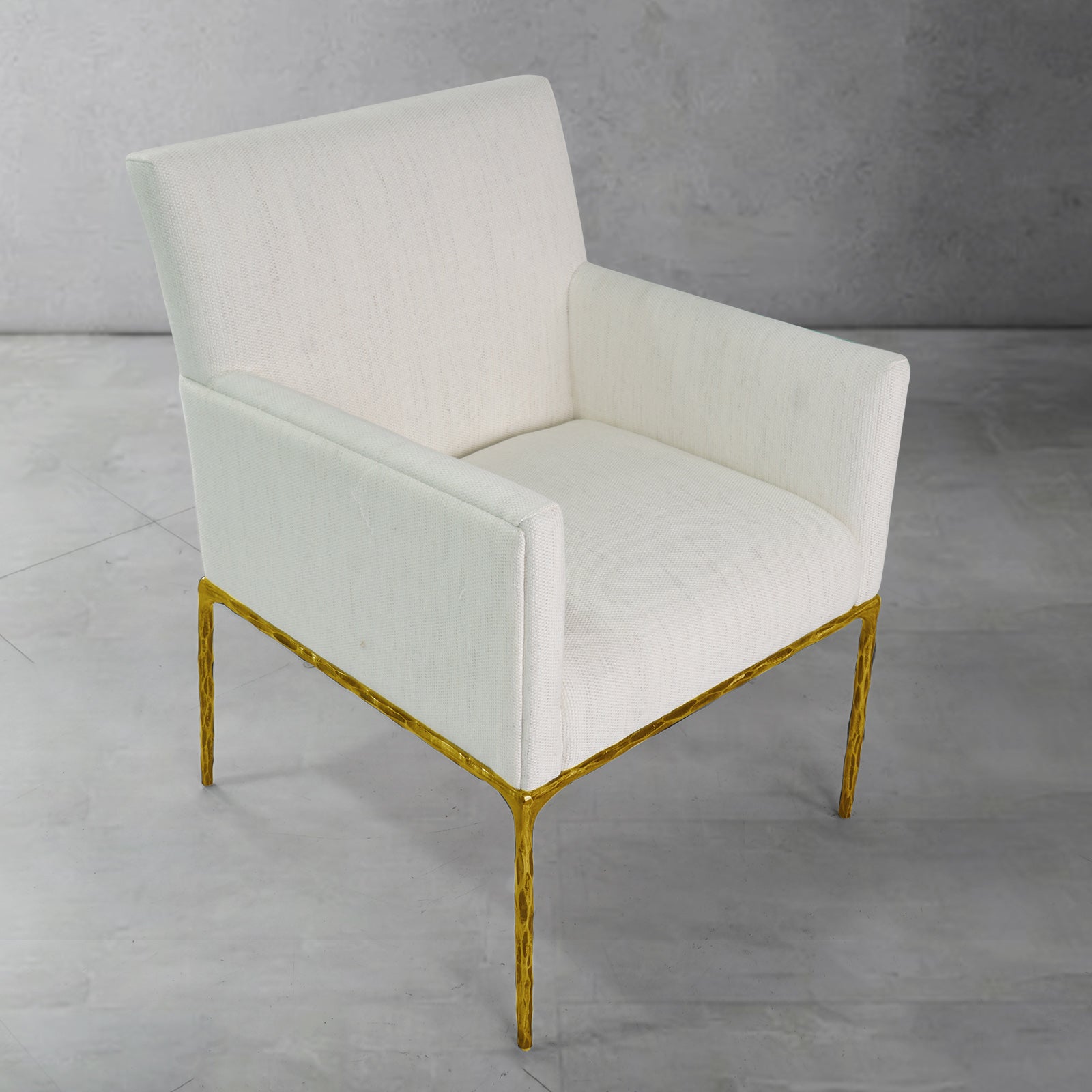 Hand Forged Metal Track Fabric Lounge Armchair