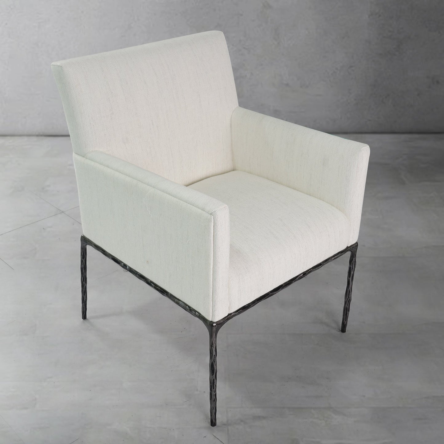 Hand Forged Metal Track Fabric Lounge Armchair