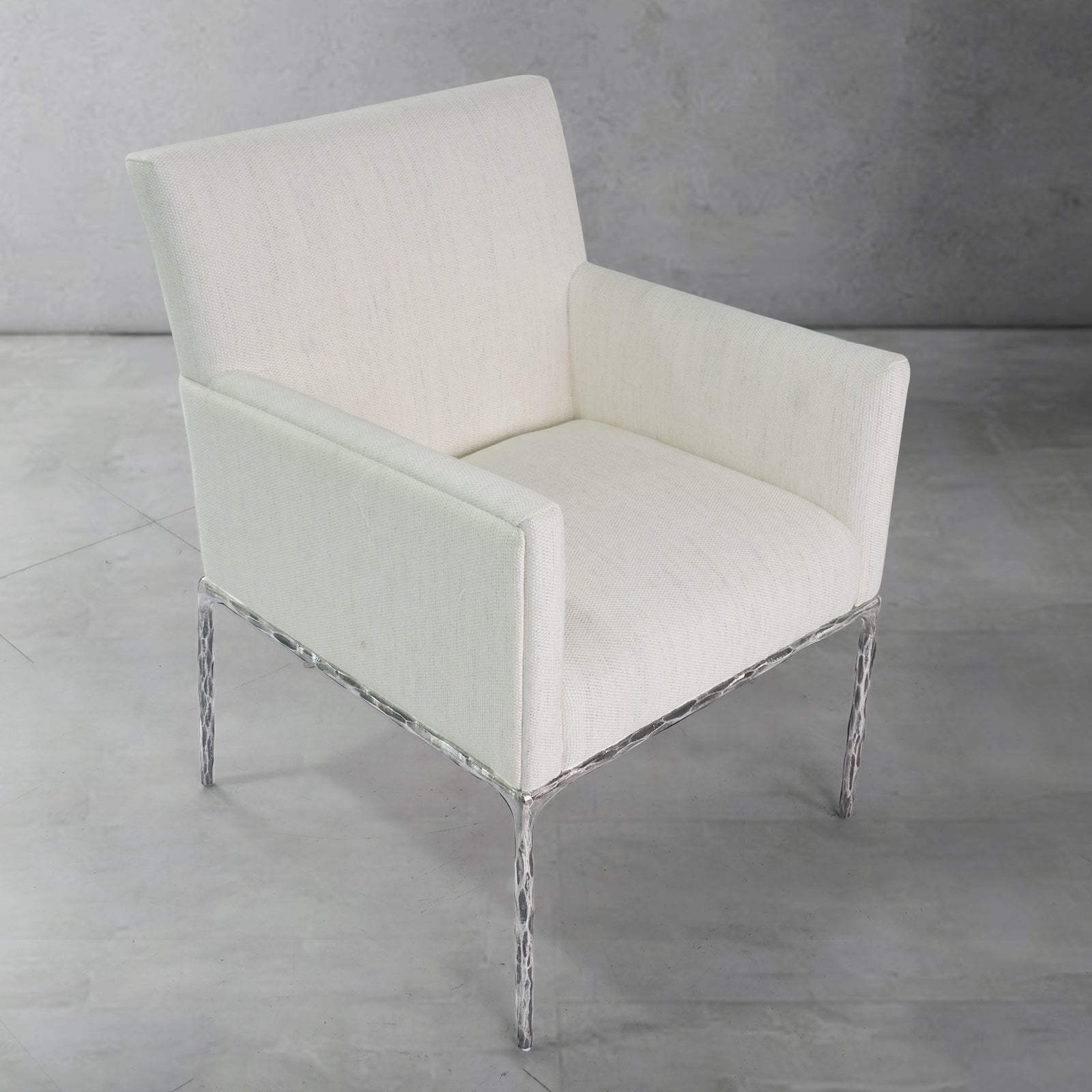 Hand Forged Metal Track Fabric Lounge Armchair
