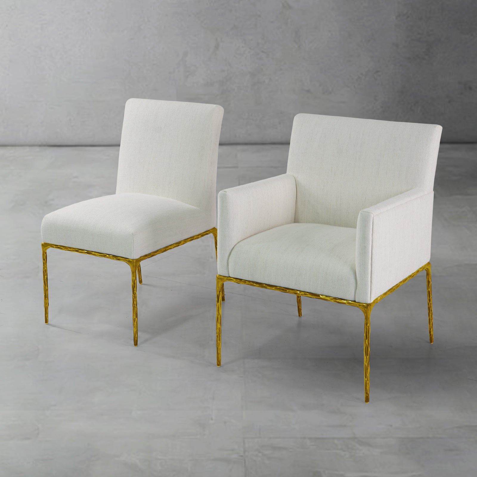 Hand Forged Metal Track Fabric Lounge Armchair