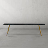Hand Forged Metal Retro Copper Frame Solid Wood Dining Bench