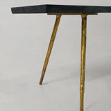 Hand Forged Metal Retro Copper Frame Solid Wood Dining Bench