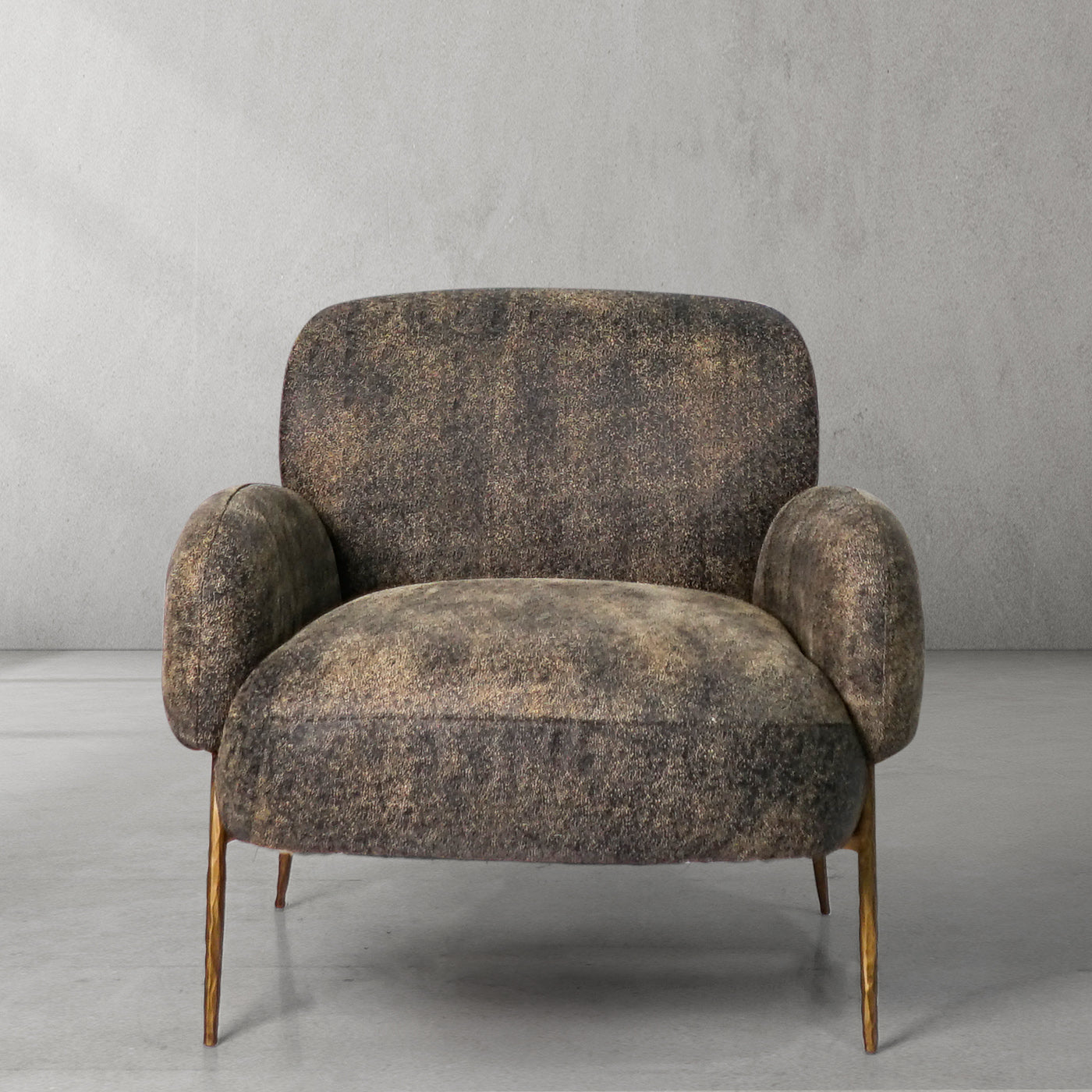 Hand Forged Metal Vintage Pearl Grain Cowhide Lounge Chair