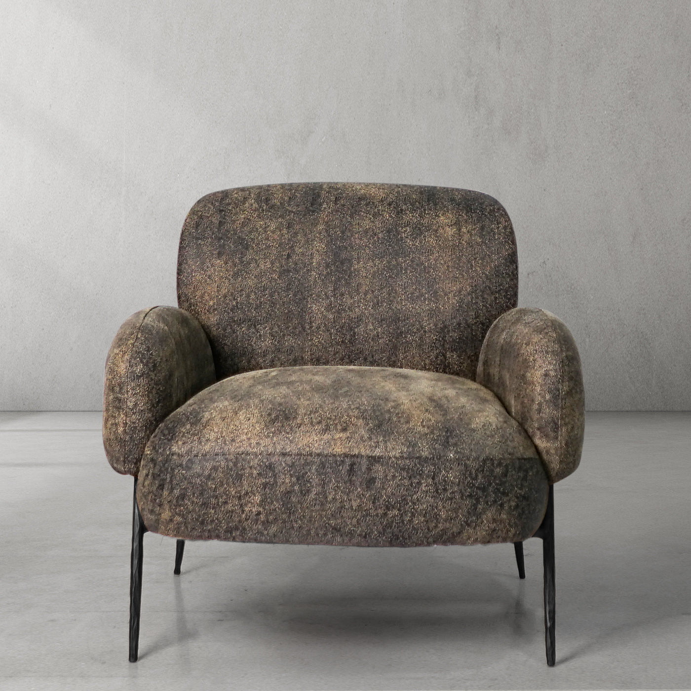 Hand Forged Metal Vintage Pearl Grain Cowhide Lounge Chair