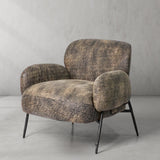 Hand Forged Metal Vintage Pearl Grain Cowhide Lounge Chair