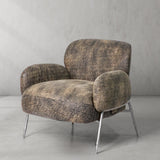 Hand Forged Metal Vintage Pearl Grain Cowhide Lounge Chair