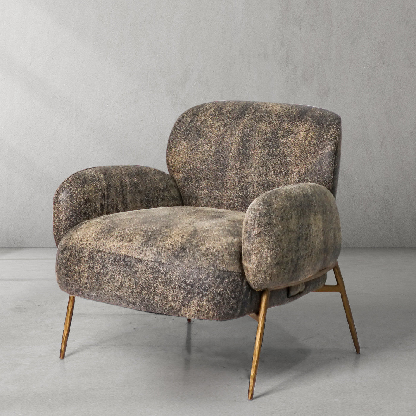 Hand Forged Metal Vintage Pearl Grain Cowhide Lounge Chair